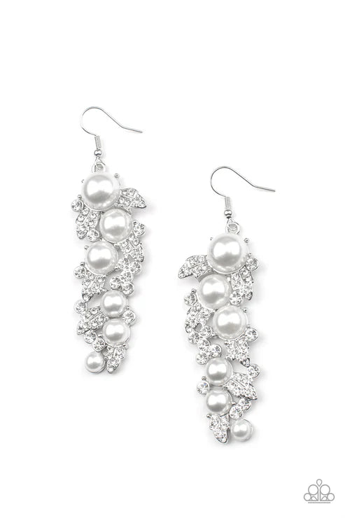 Paparazzi - The Party Has Arrived - White Earrings