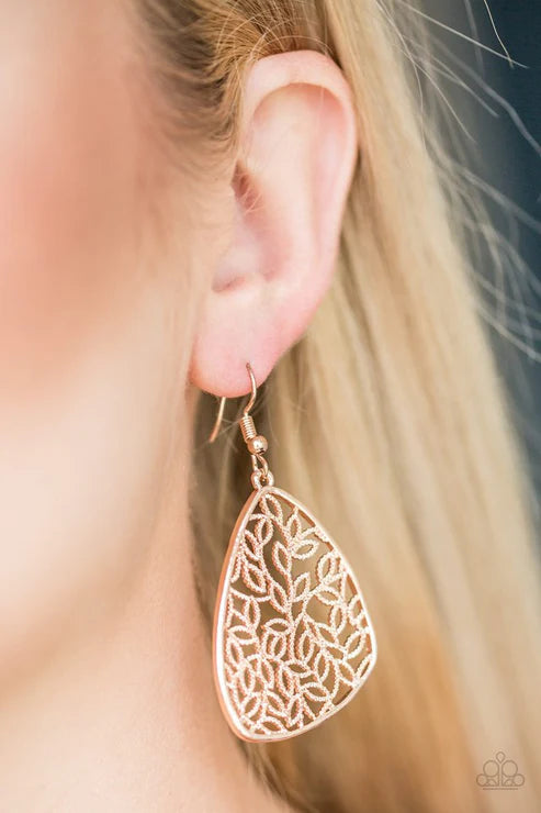 Paparazzi - Time to LEAF - Rose Gold Earrings