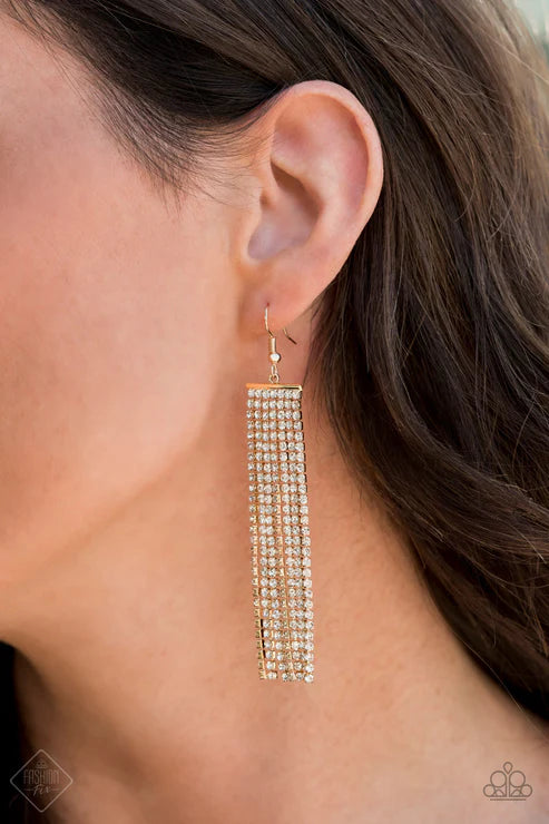 Paparazzi - Top-Down Shimmer - Gold Earrings