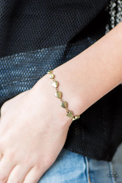 Paparazzi - Turn Up the HEARTBEAT - Brass Bracelet