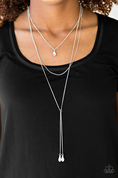 Paparazzi - Typhoon Shimmer  - White Necklace
