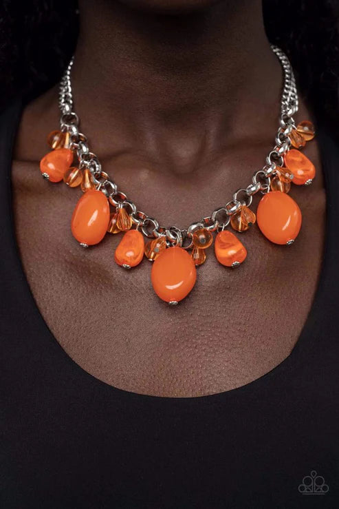 Paparazzi - Venetian Vacation - Orange Necklace