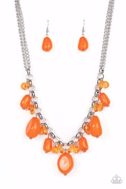 Paparazzi - Venetian Vacation - Orange Necklace