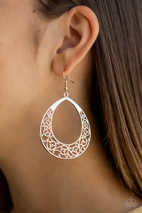 Paparazzi - Vineyard Venture - Rose Gold Earrings